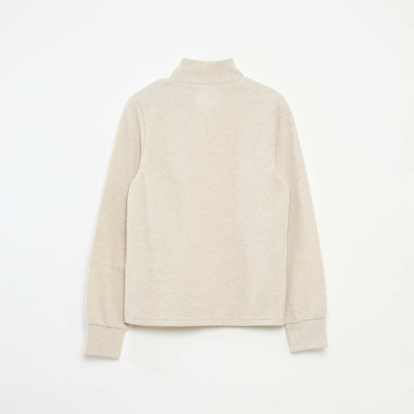 Camiseta interior con bordado en algodón liso BEIGE