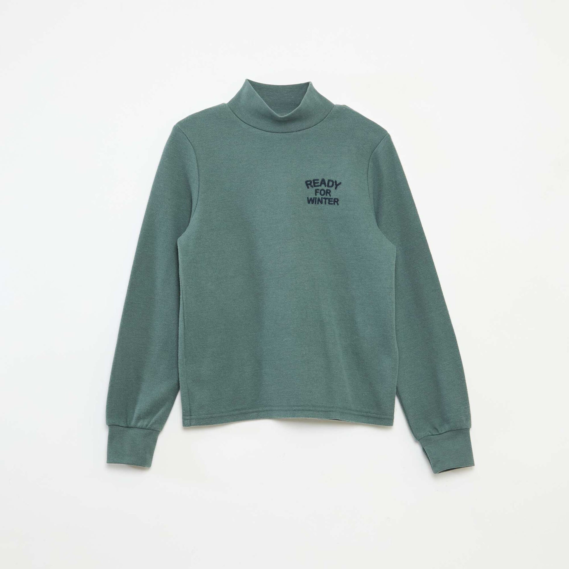 Camiseta interior con bordado en algodón liso VERDE
