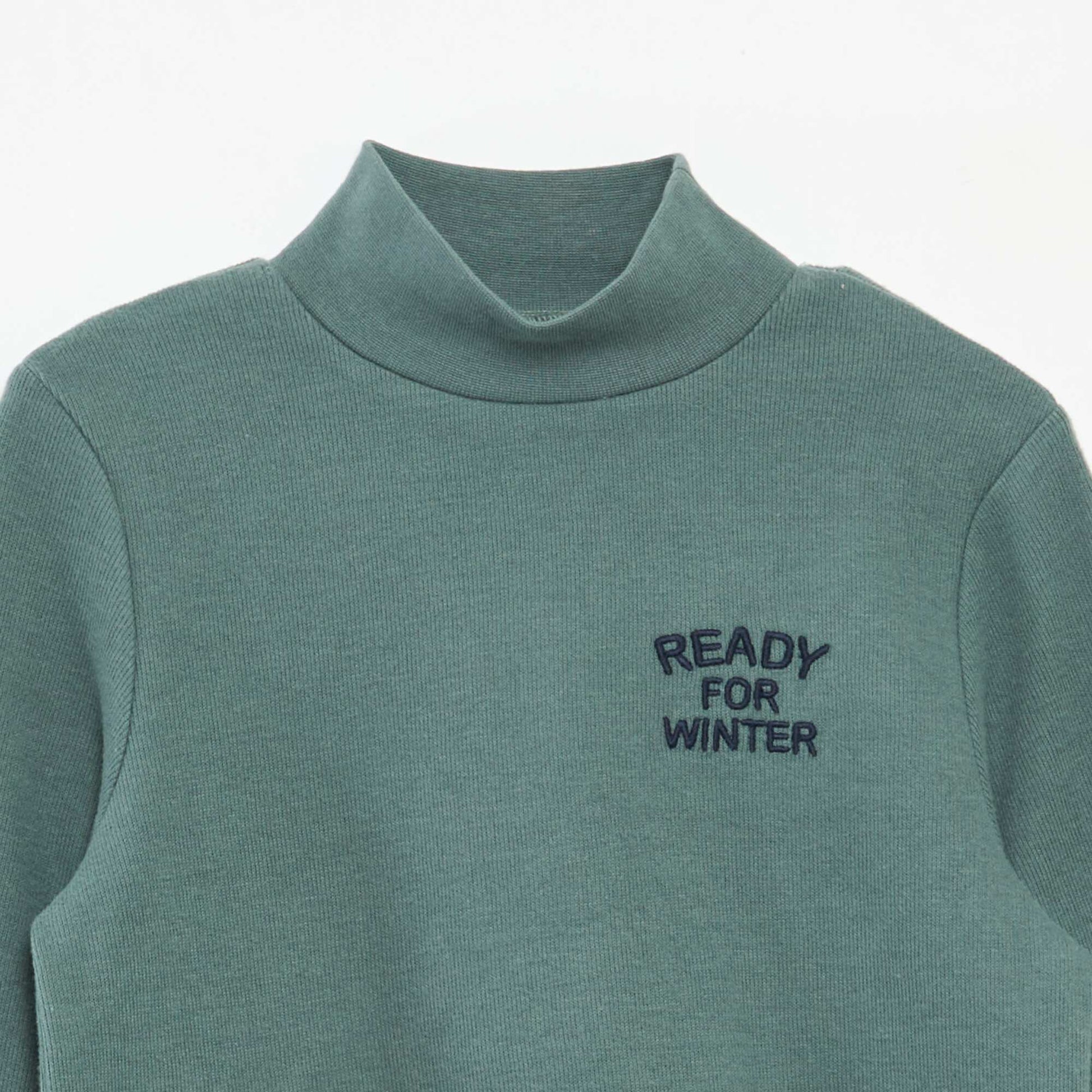 Camiseta interior con bordado en algodón liso VERDE