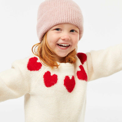 Sweater de punto jacquard con motivos de corazones ROJO
