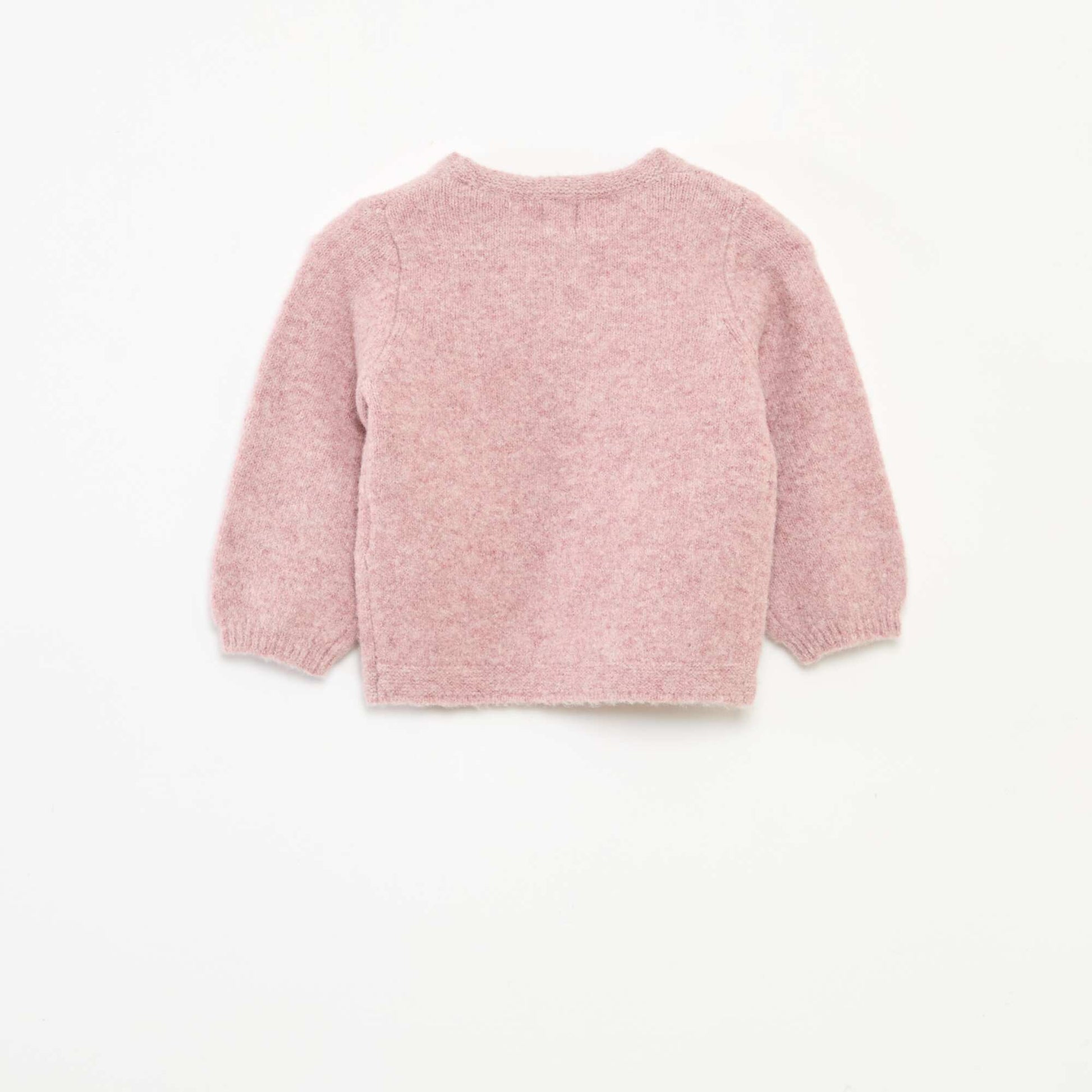 Sweater cuello redondo con parche de flores ROSA