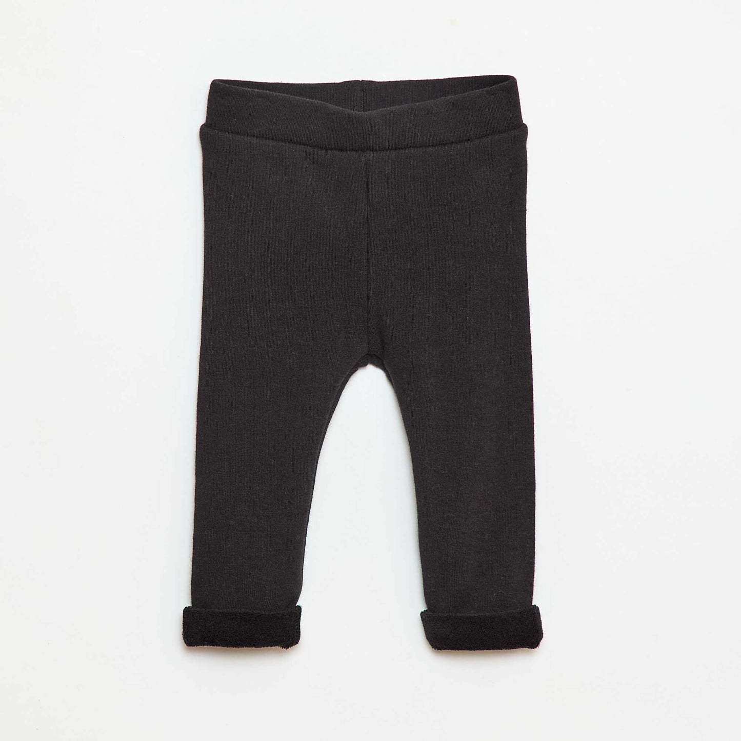 Legging de punto perchado en algodón liso NEGRO
