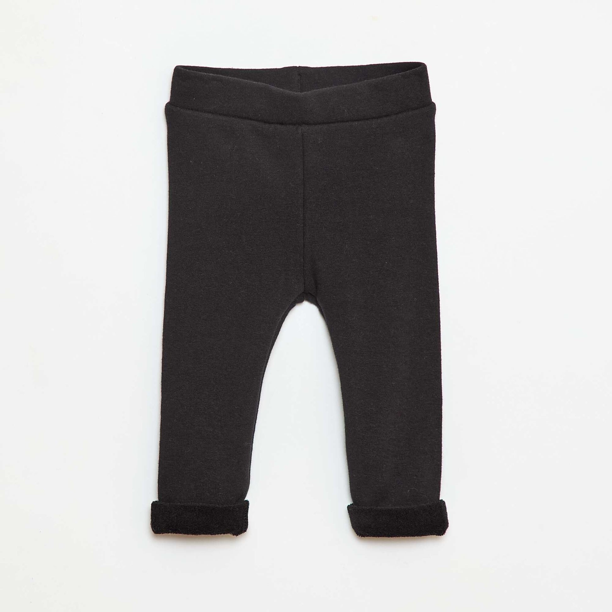 Legging de punto perchado en algodón liso NEGRO
