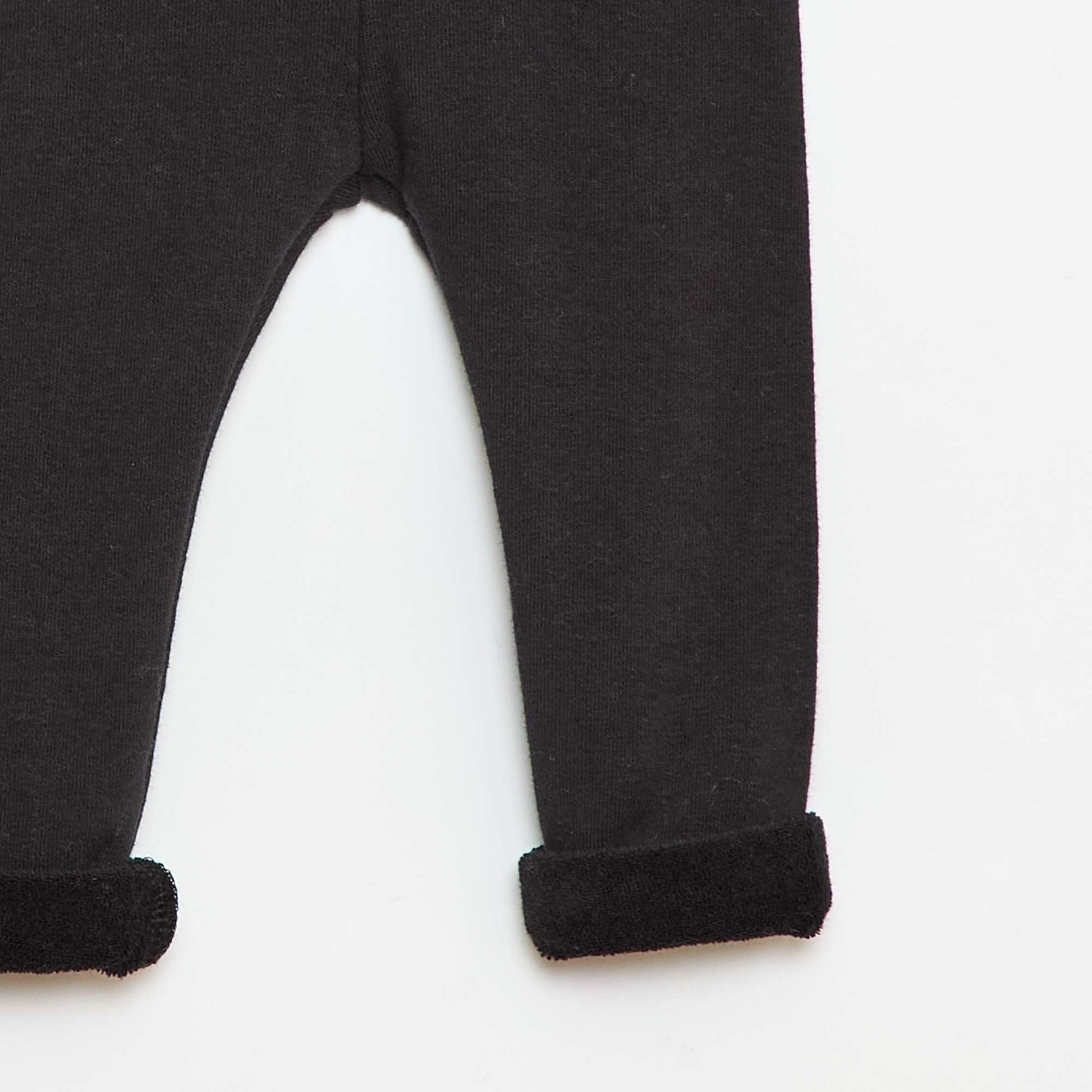 Legging de punto perchado en algodón liso NEGRO