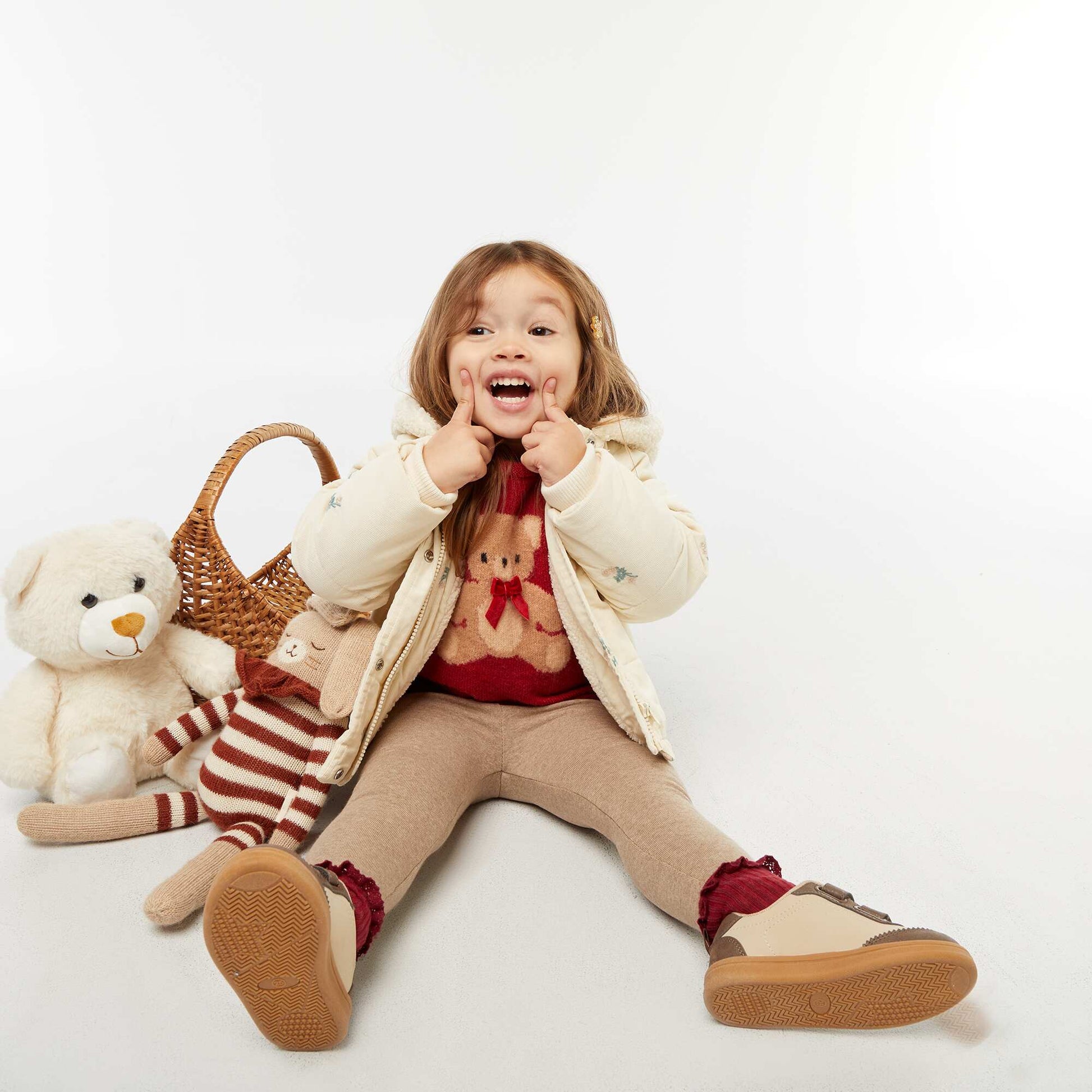 Legging de punto perchado en algodón liso BEIGE