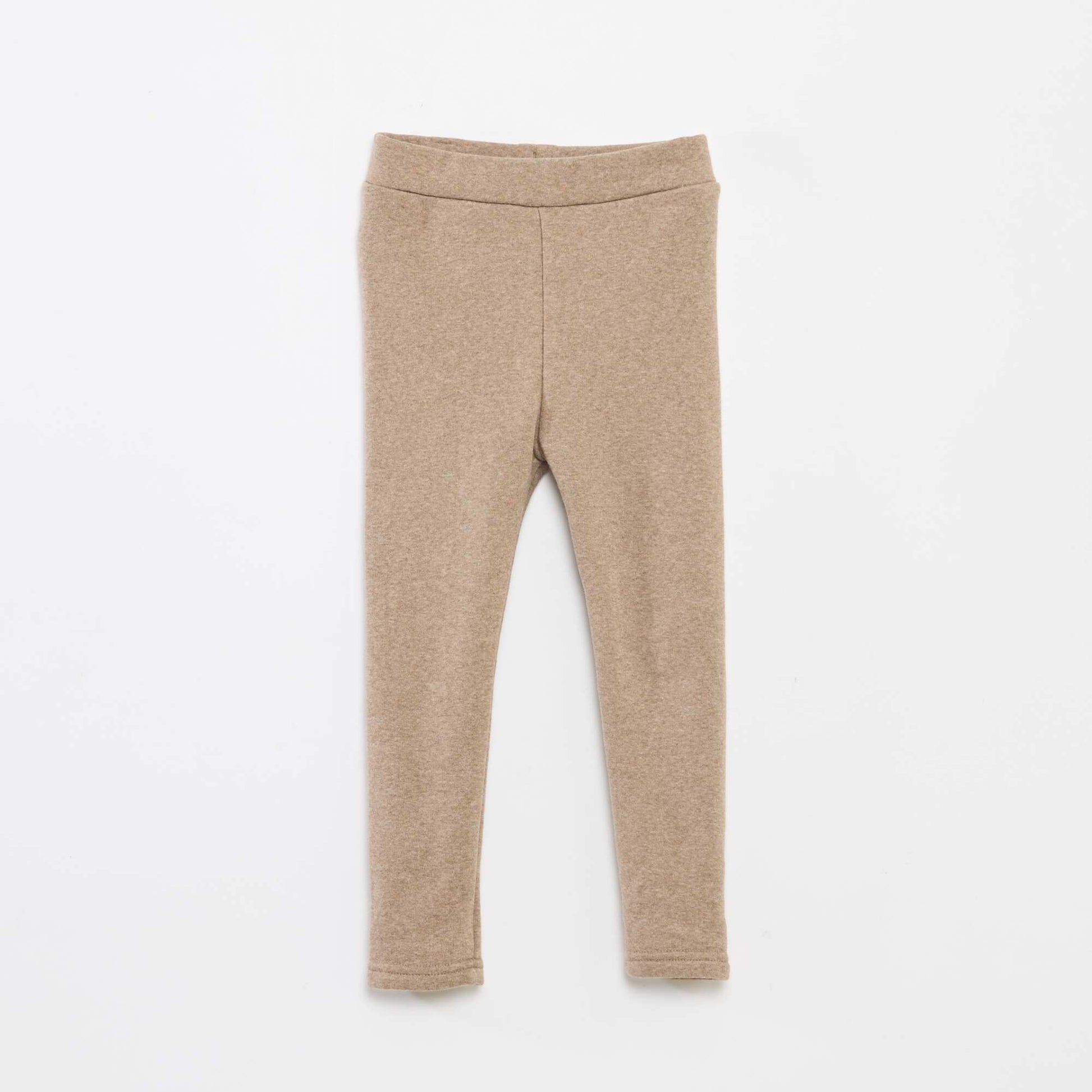 Legging de punto perchado en algodón liso BEIGE