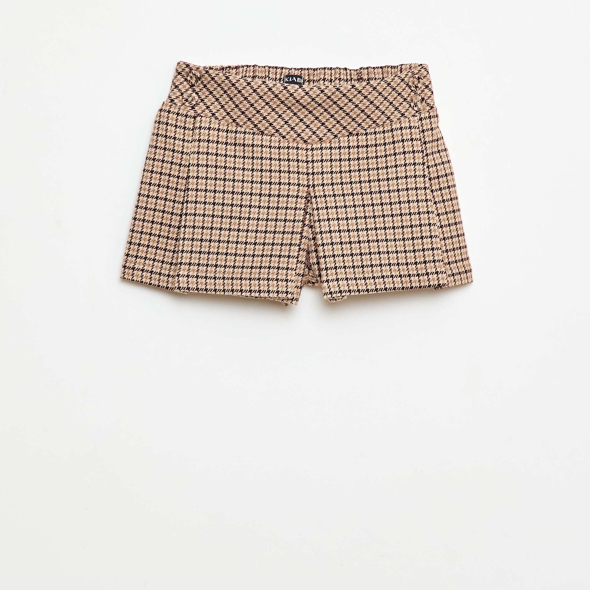 Pantalón corto de franela a cuadros BEIGE
