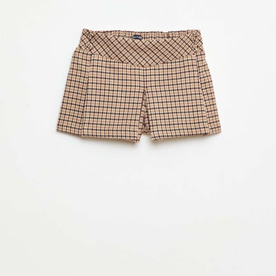 Pantalón corto de franela a cuadros BEIGE