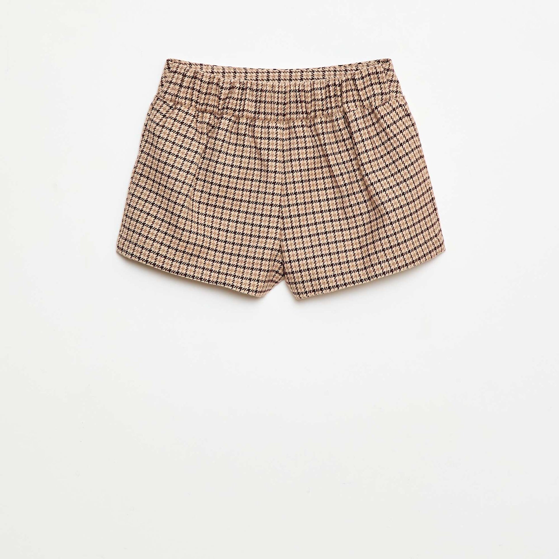 Pantalón corto de franela a cuadros BEIGE