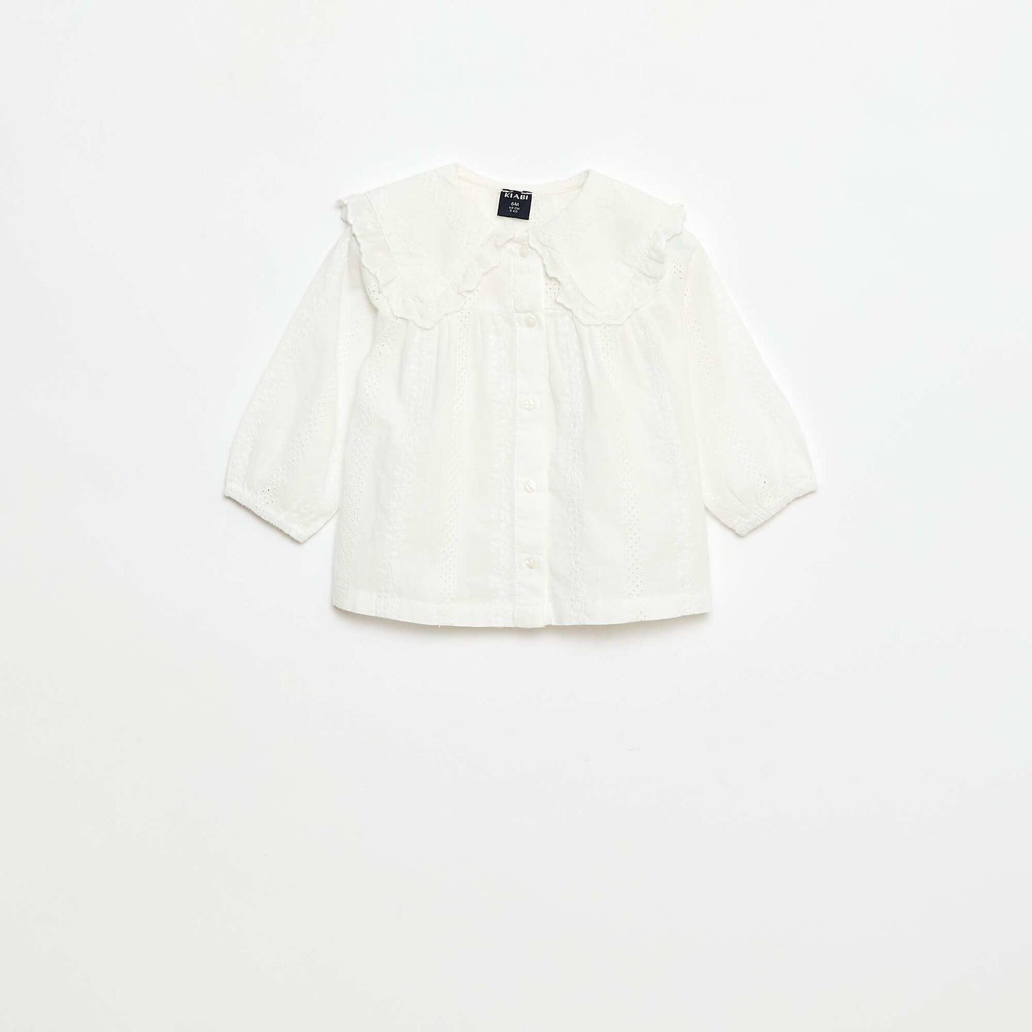 Blusa con bordado inglés en algodón liso BLANCO