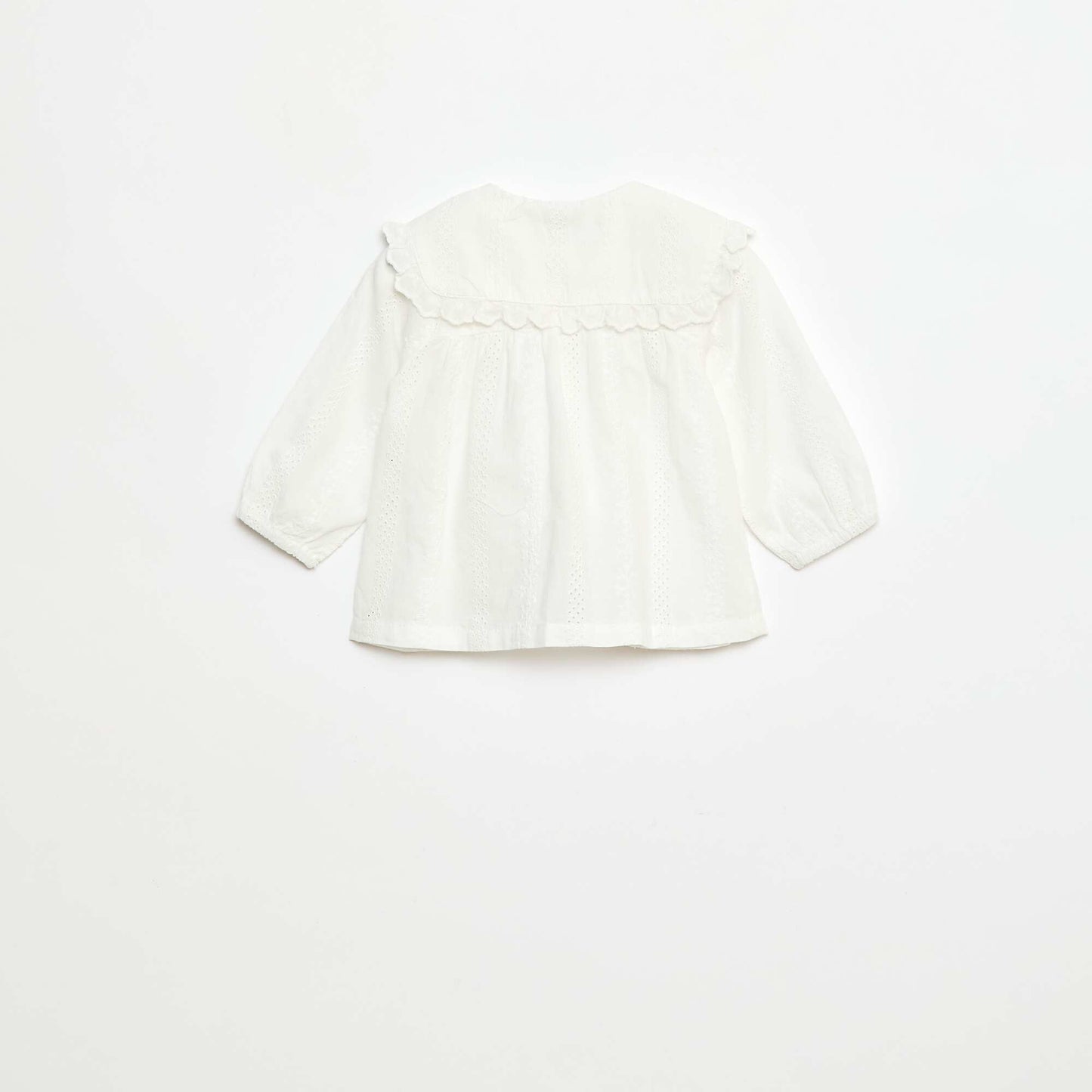 Blusa con bordado inglés en algodón liso BLANCO