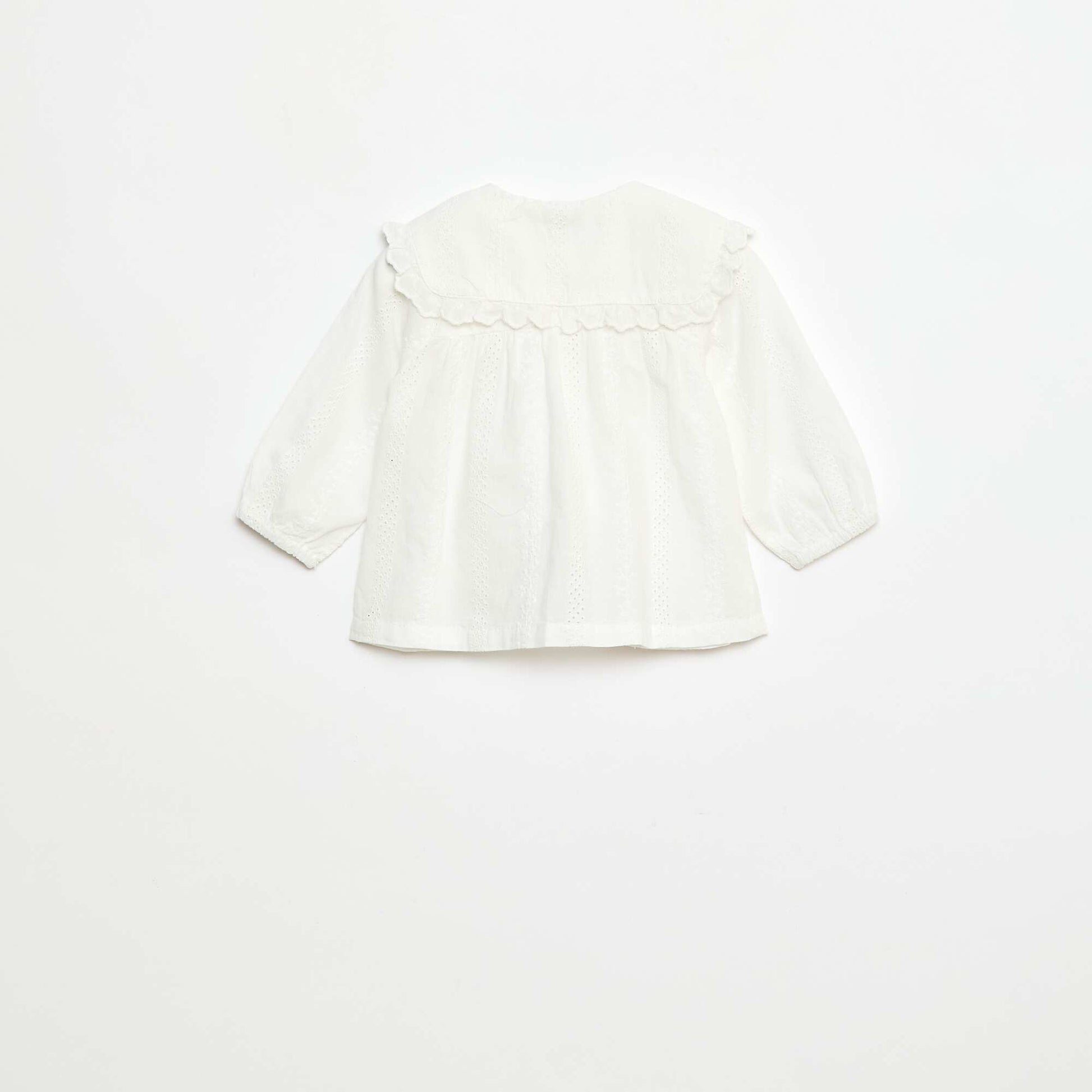 Blusa con bordado inglés en algodón liso BLANCO