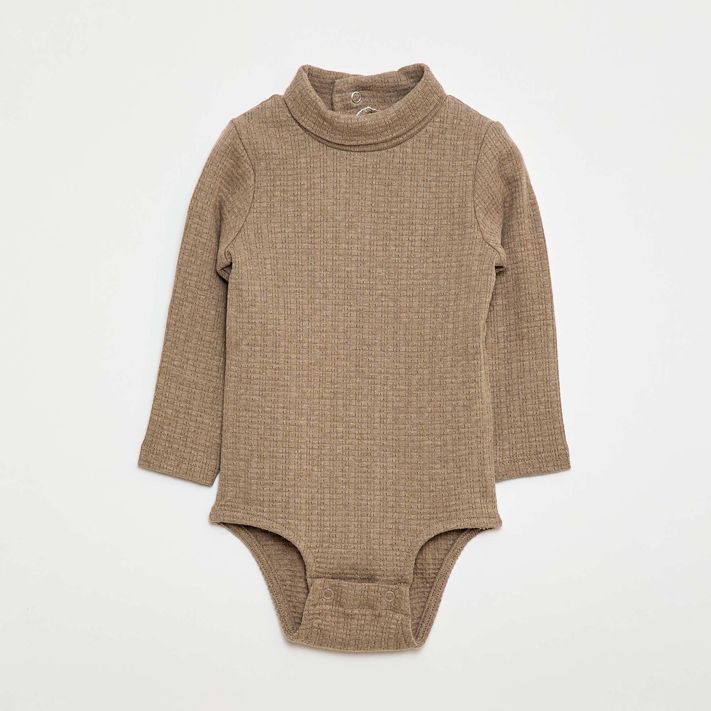 Body de punto smock con cuello alto BEIGE