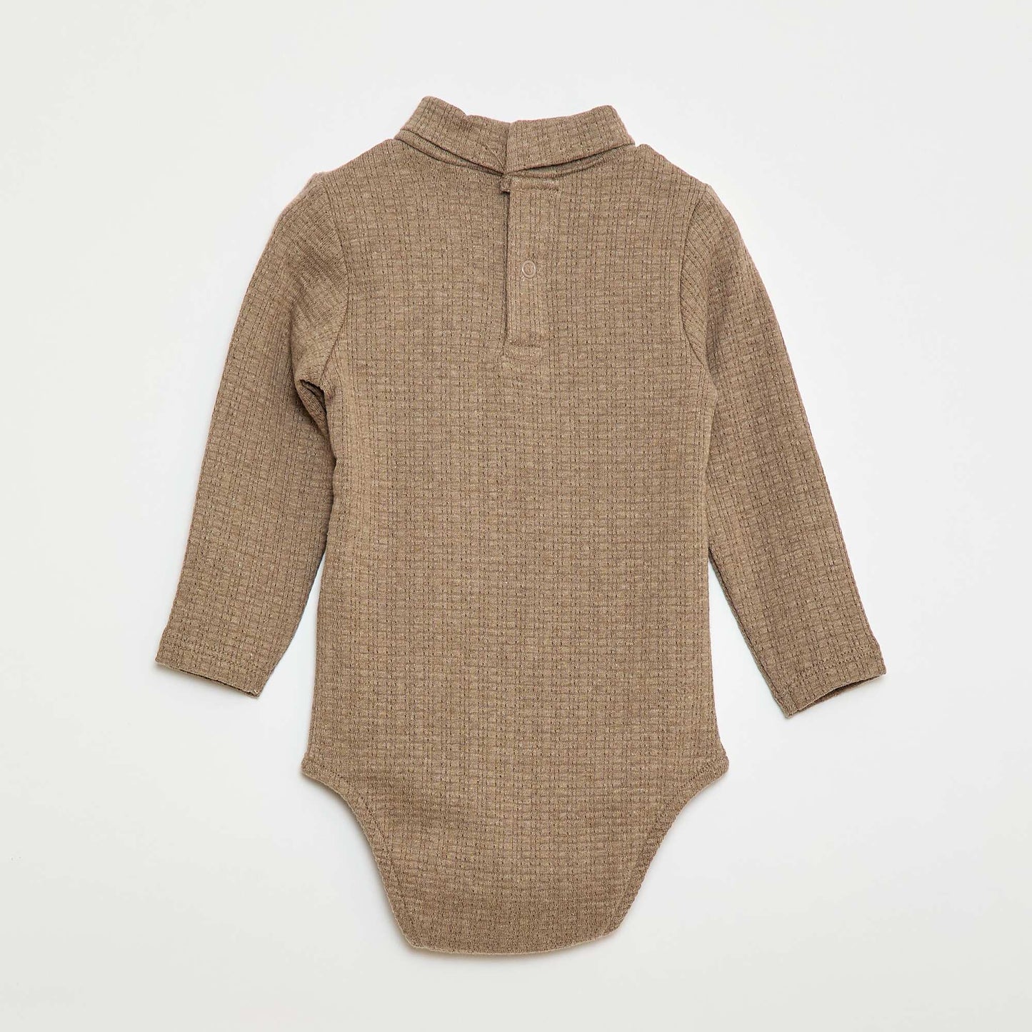Body de punto smock con cuello alto BEIGE