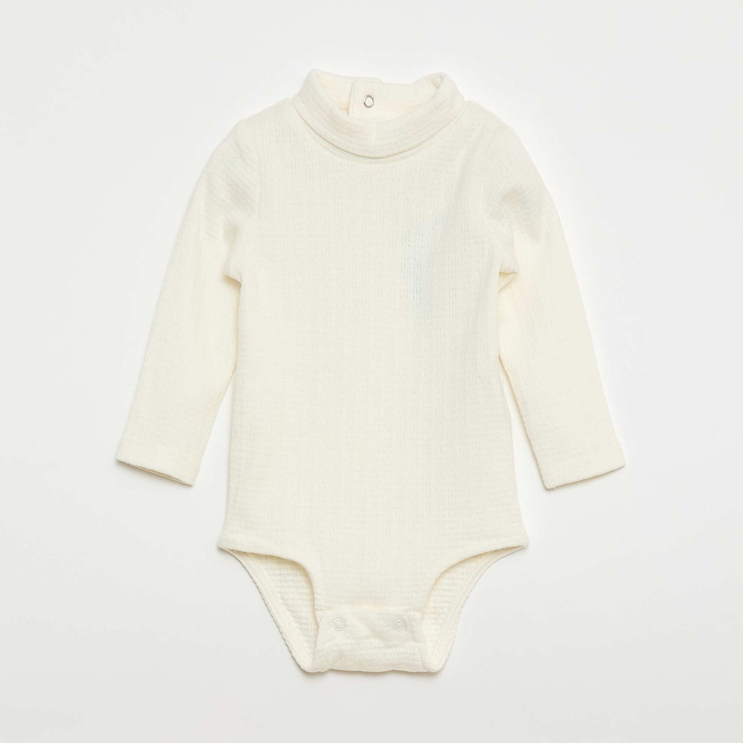 Body de punto smock con cuello alto BLANCO