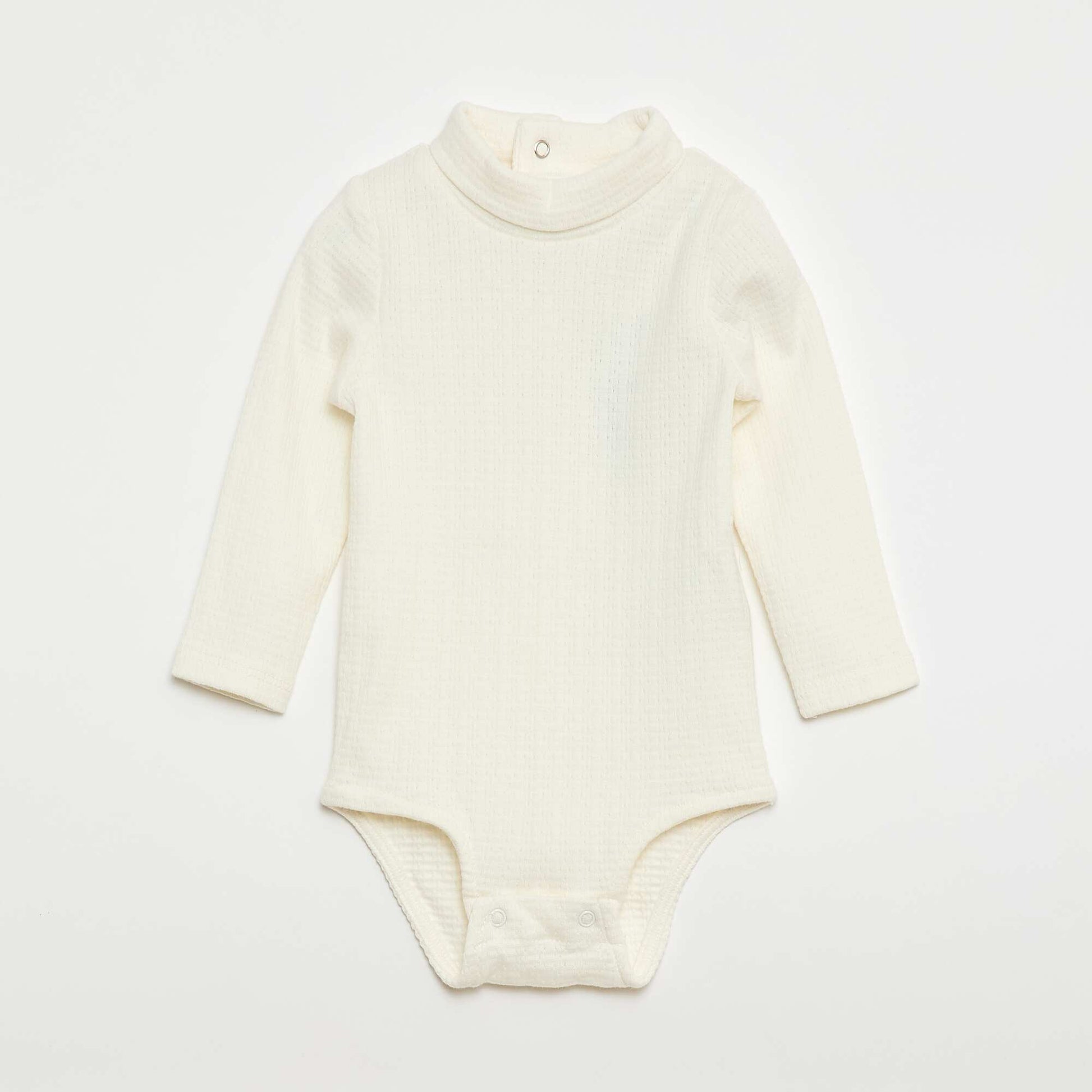 Body de punto smock con cuello alto BLANCO