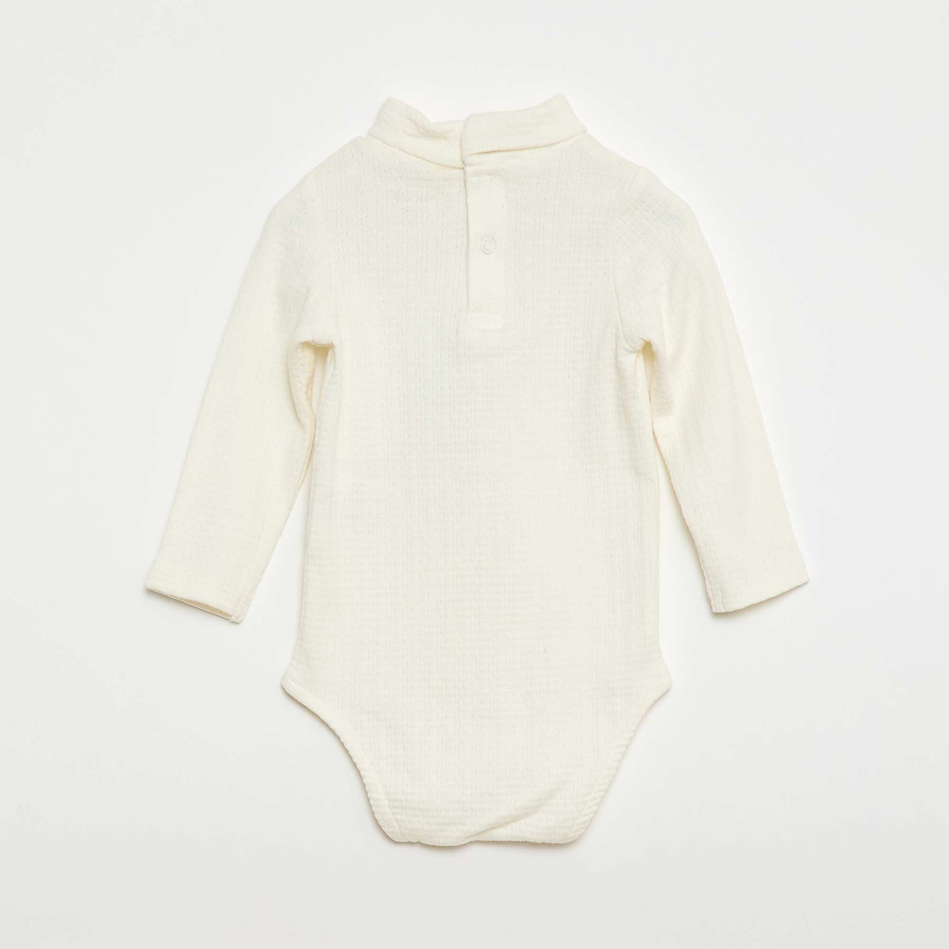 Body de punto smock con cuello alto BLANCO