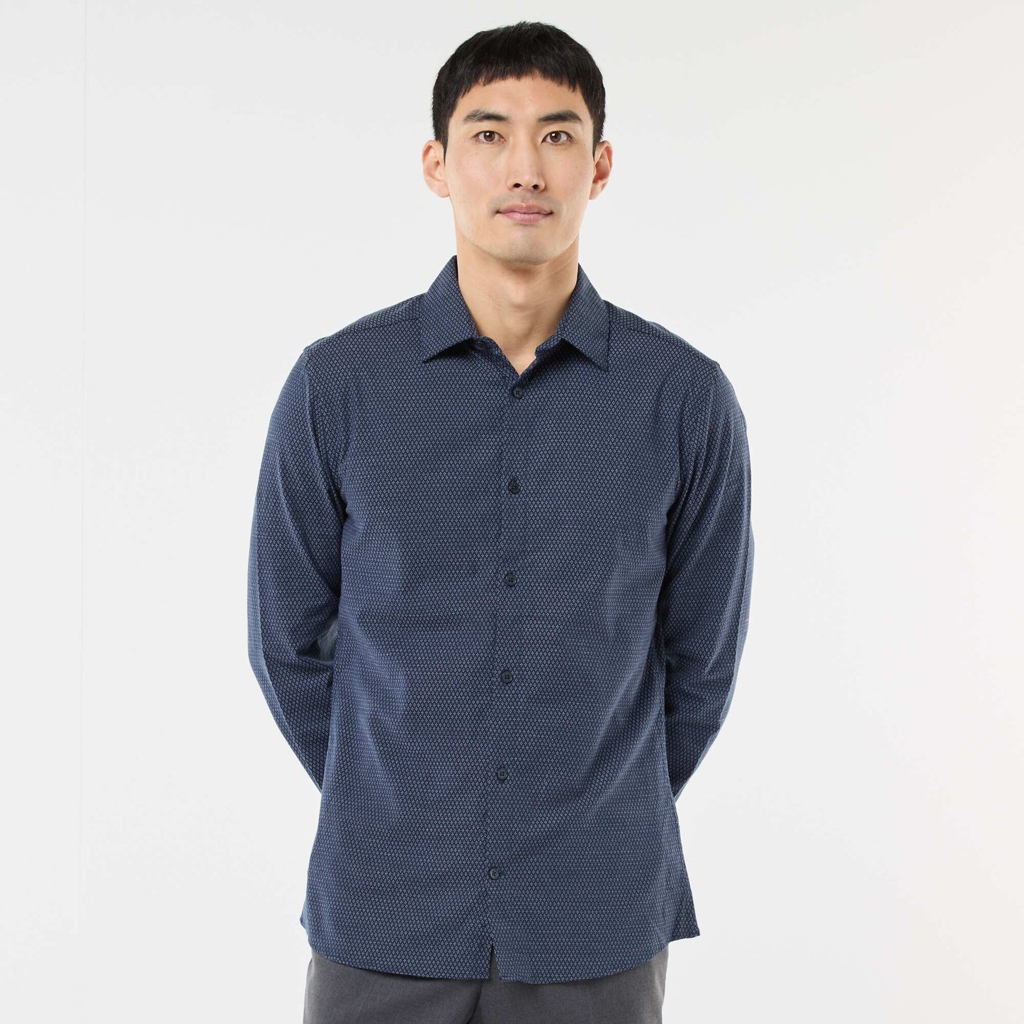 Camisa dobby corte slim AZUL