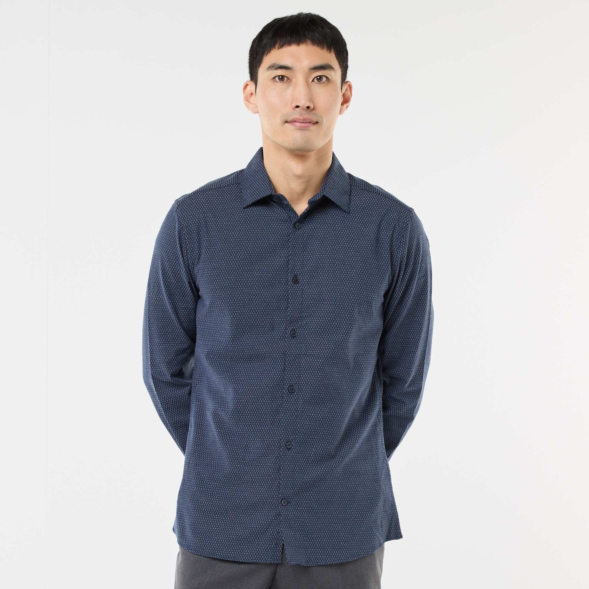 Camisa dobby corte slim AZUL