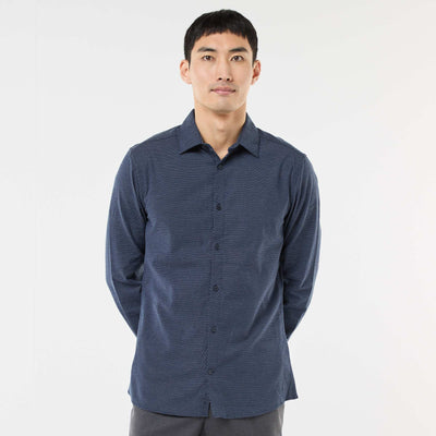Camisa dobby corte slim AZUL