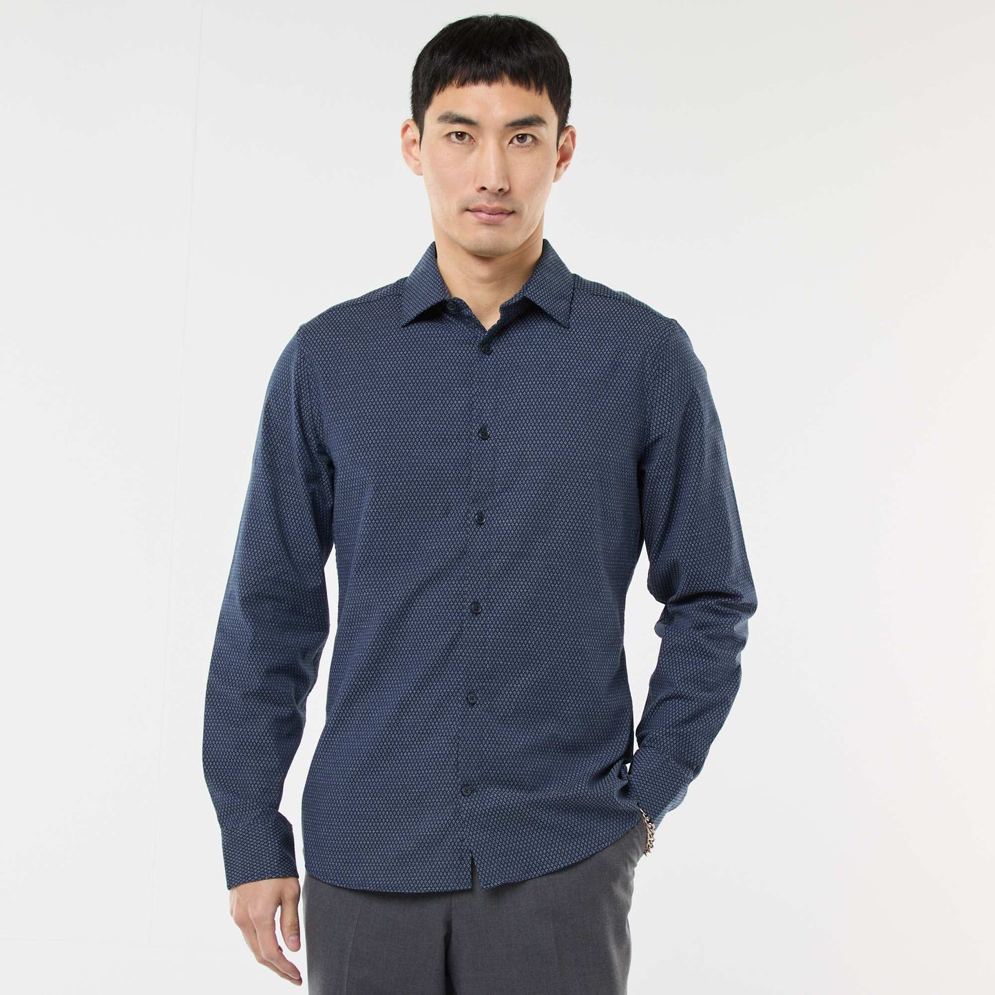 Camisa dobby corte slim AZUL