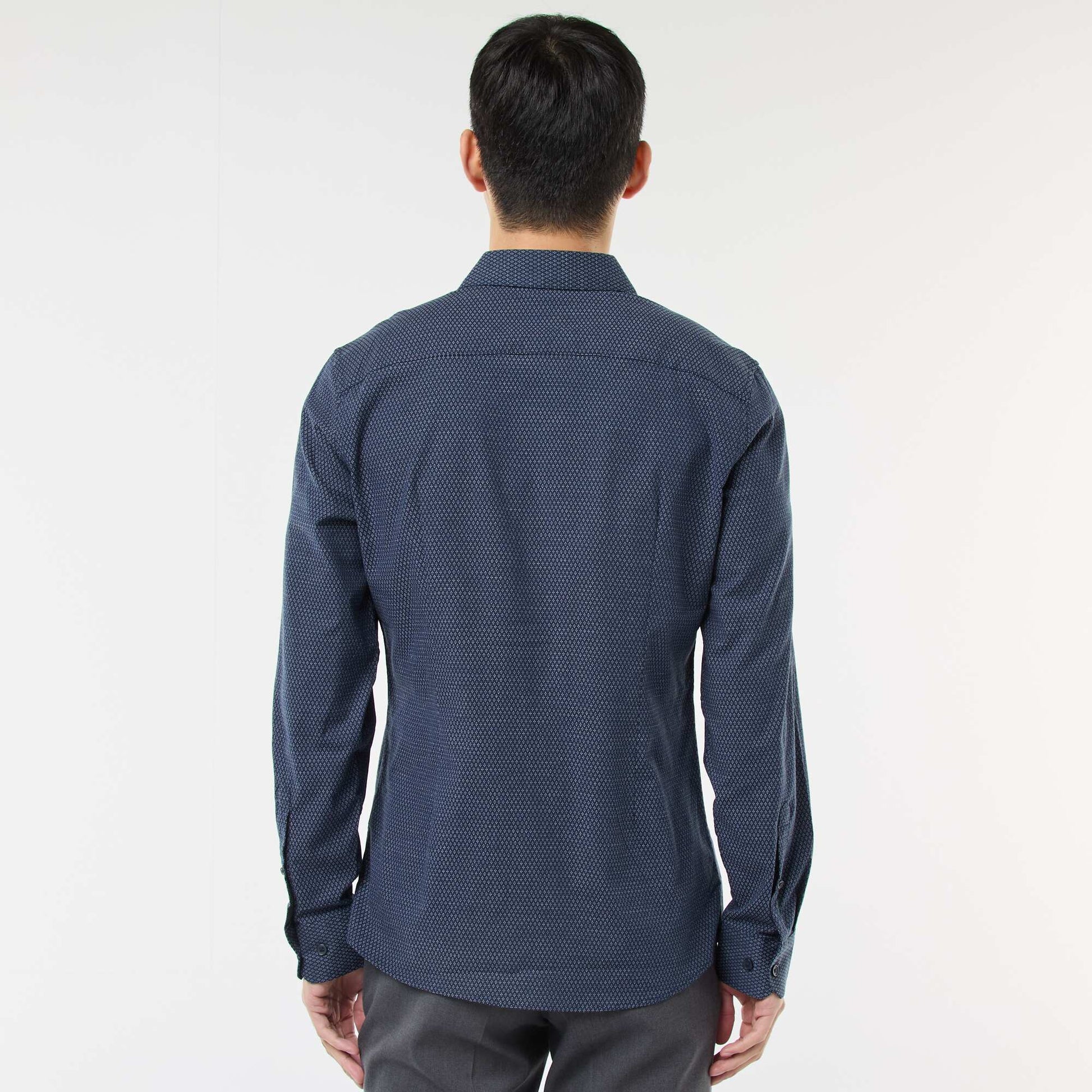Camisa dobby corte slim AZUL