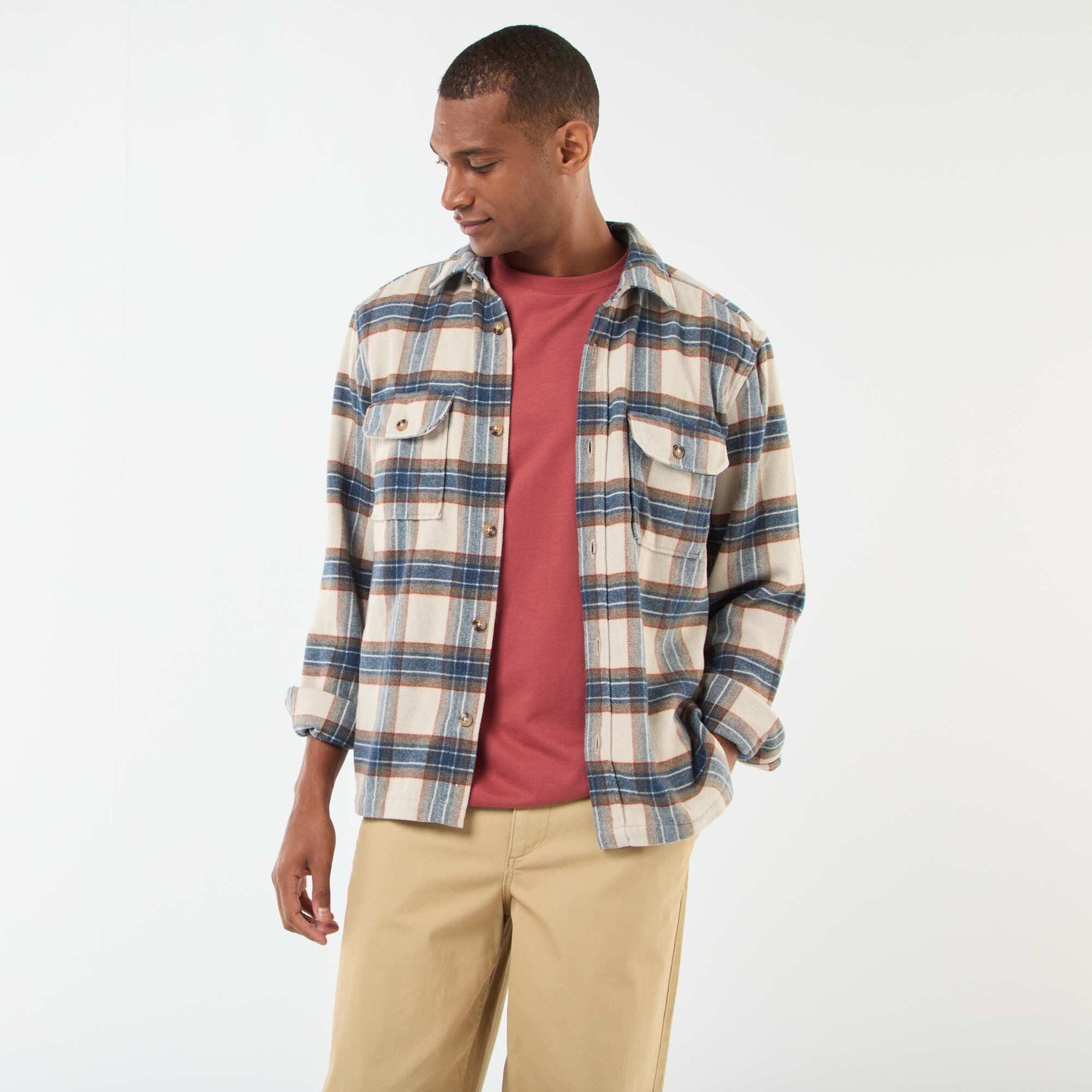 Sobrecamisa de cuadros BEIGE