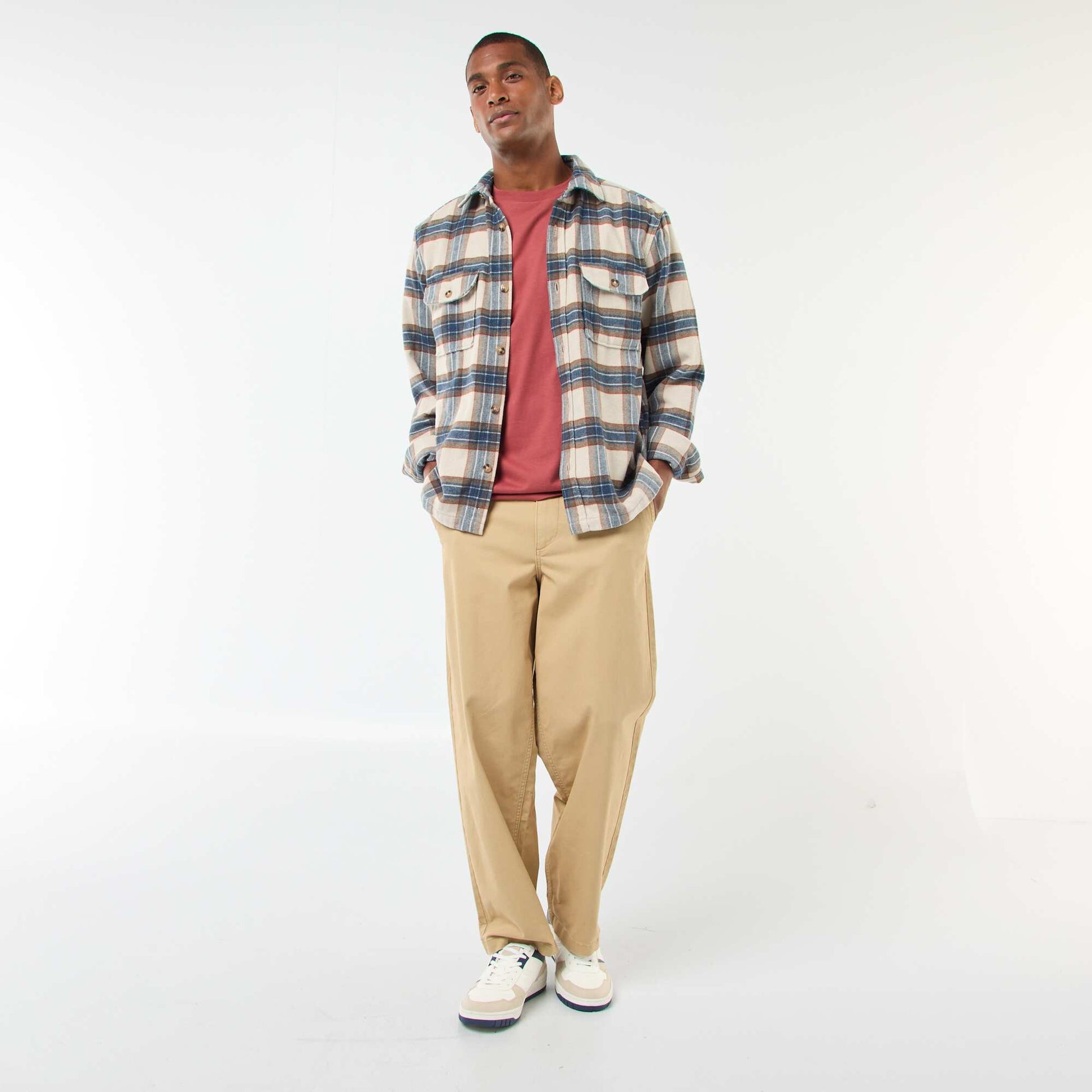 Sobrecamisa de cuadros BEIGE