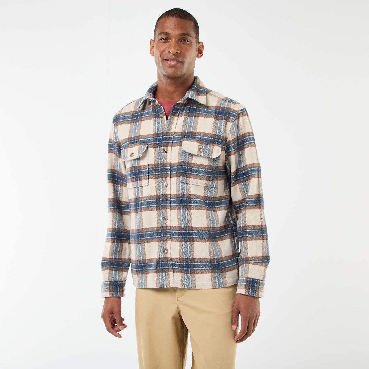 Sobrecamisa de cuadros BEIGE