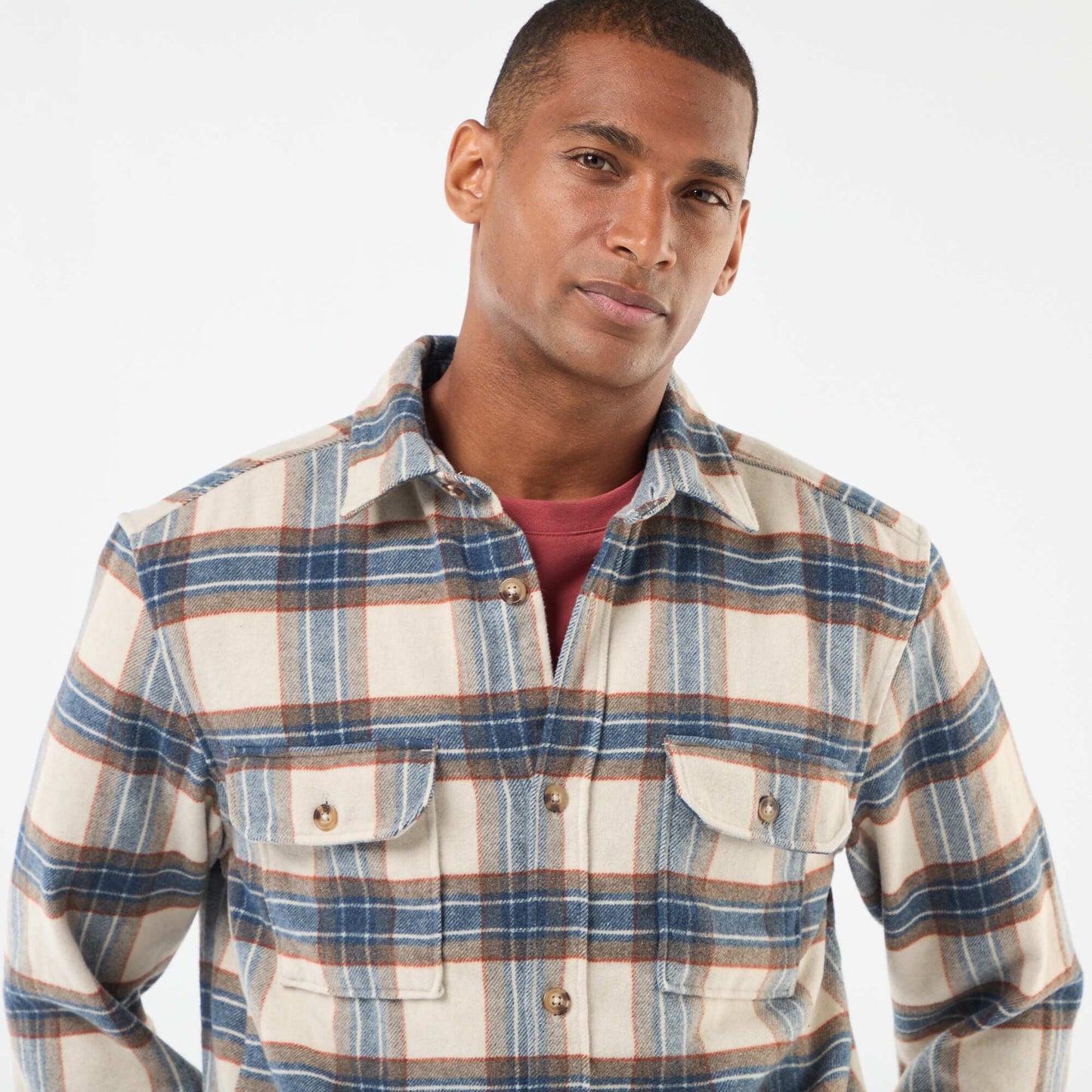 Sobrecamisa de cuadros BEIGE