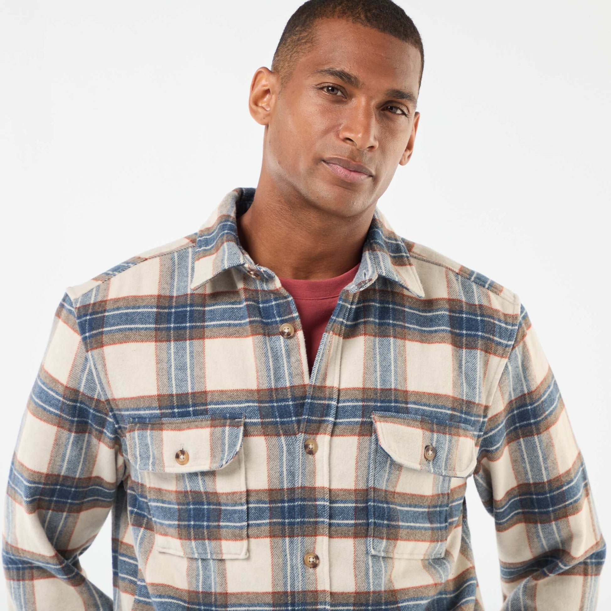 Sobrecamisa de cuadros BEIGE