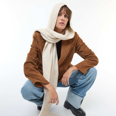Bufanda de punto con capucha integrada BEIGE