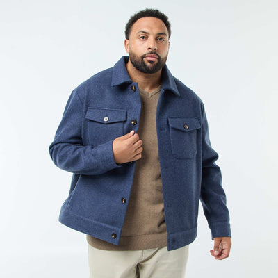 Sobrecamisa chaqueta cálida de lana AZUL