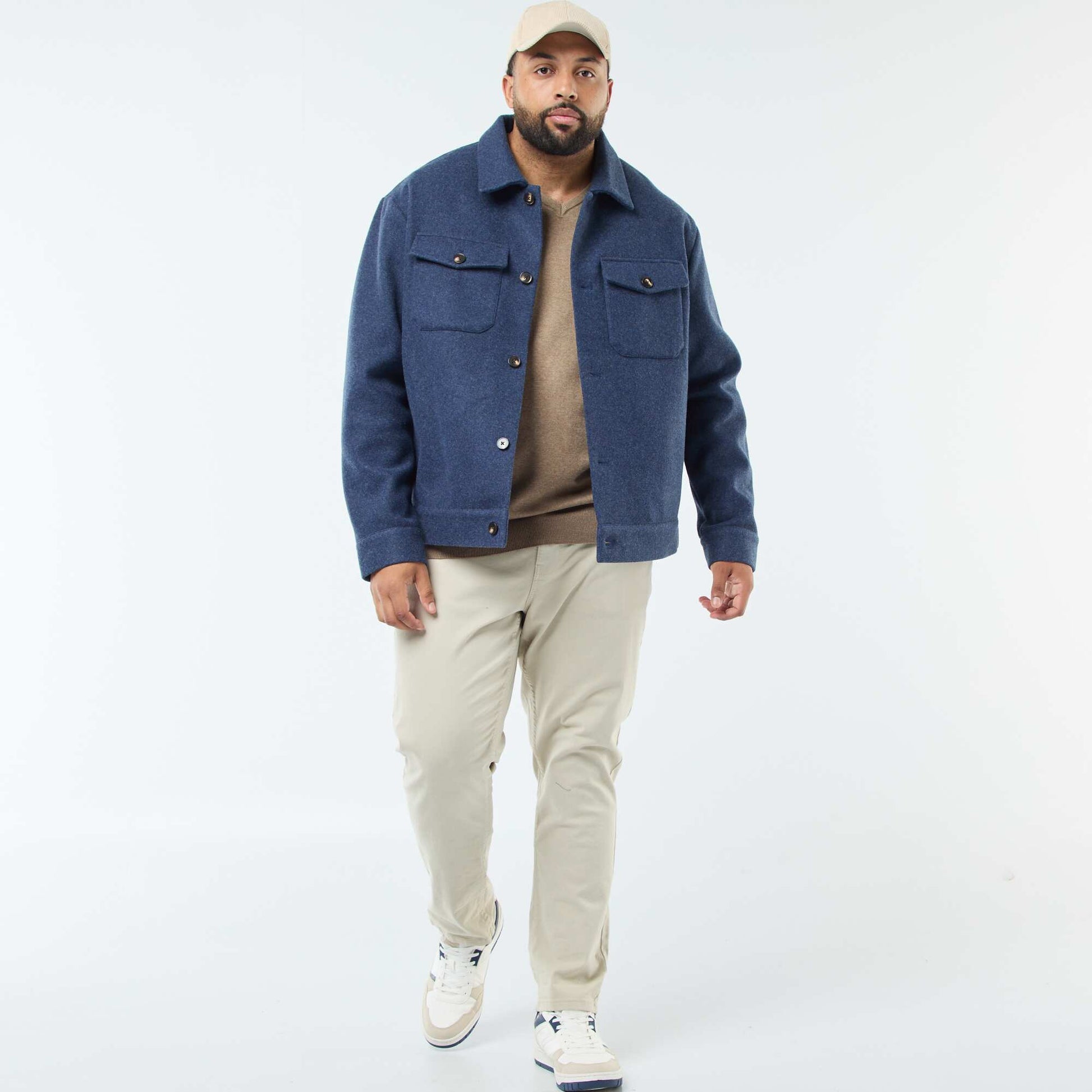 Sobrecamisa chaqueta cálida de lana AZUL