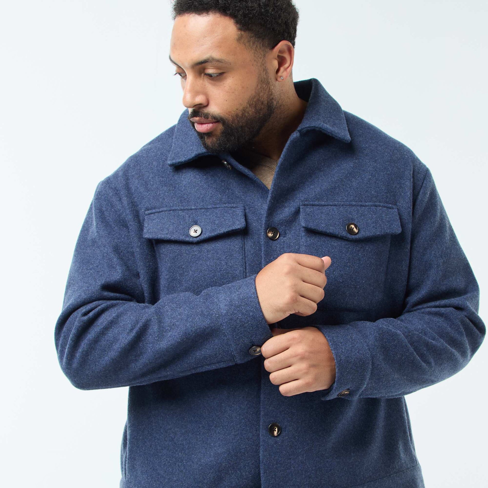 Sobrecamisa chaqueta cálida de lana AZUL