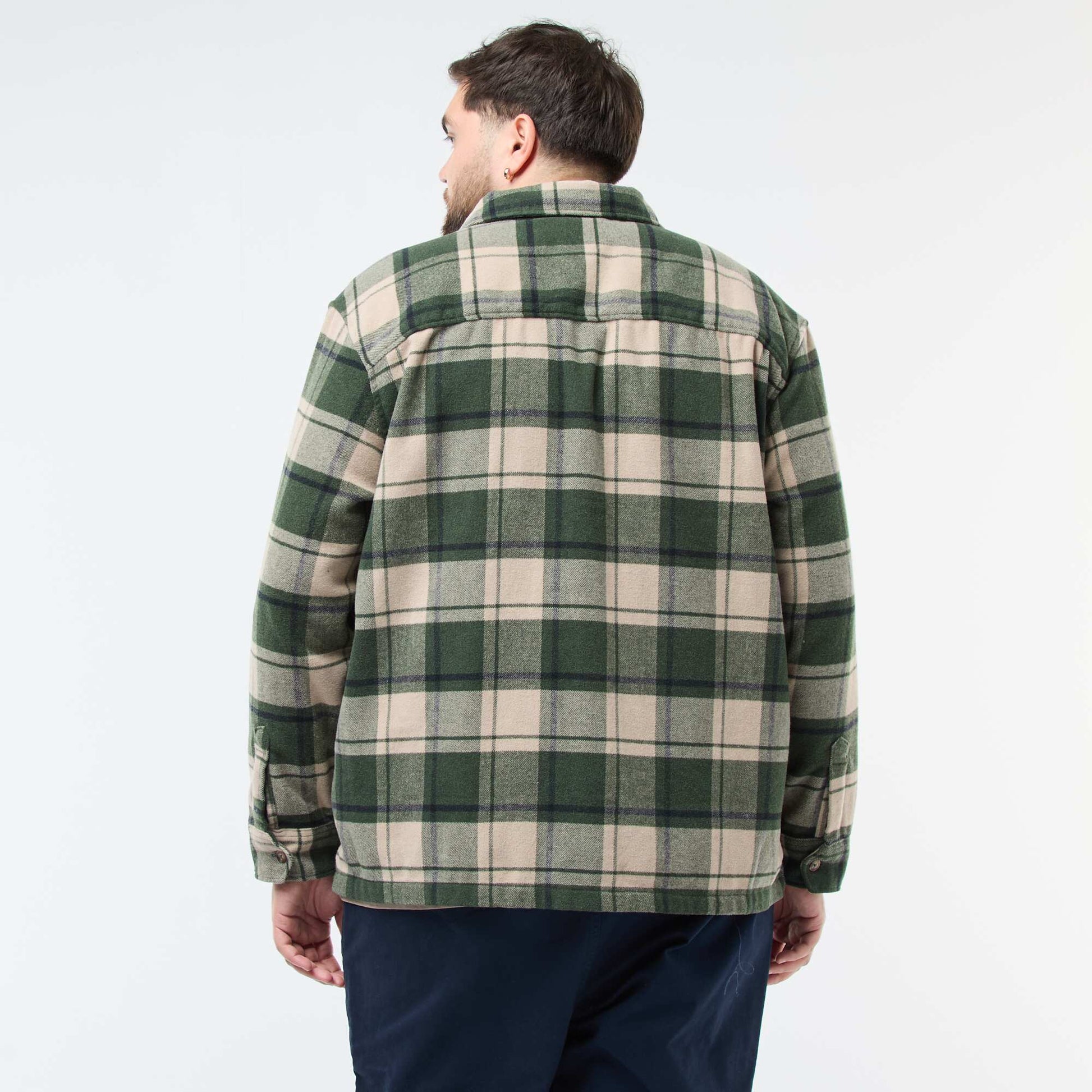 Sobrecamisa de cuadros en franela de algodón KAKI