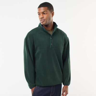 Sweater polar con cuello camionero con botones a presión VERDE