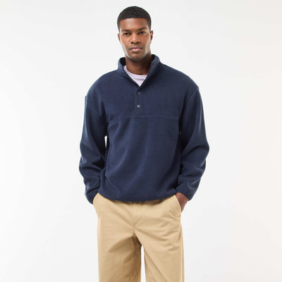 Sweater polar con cuello camionero con botones a presión AZUL