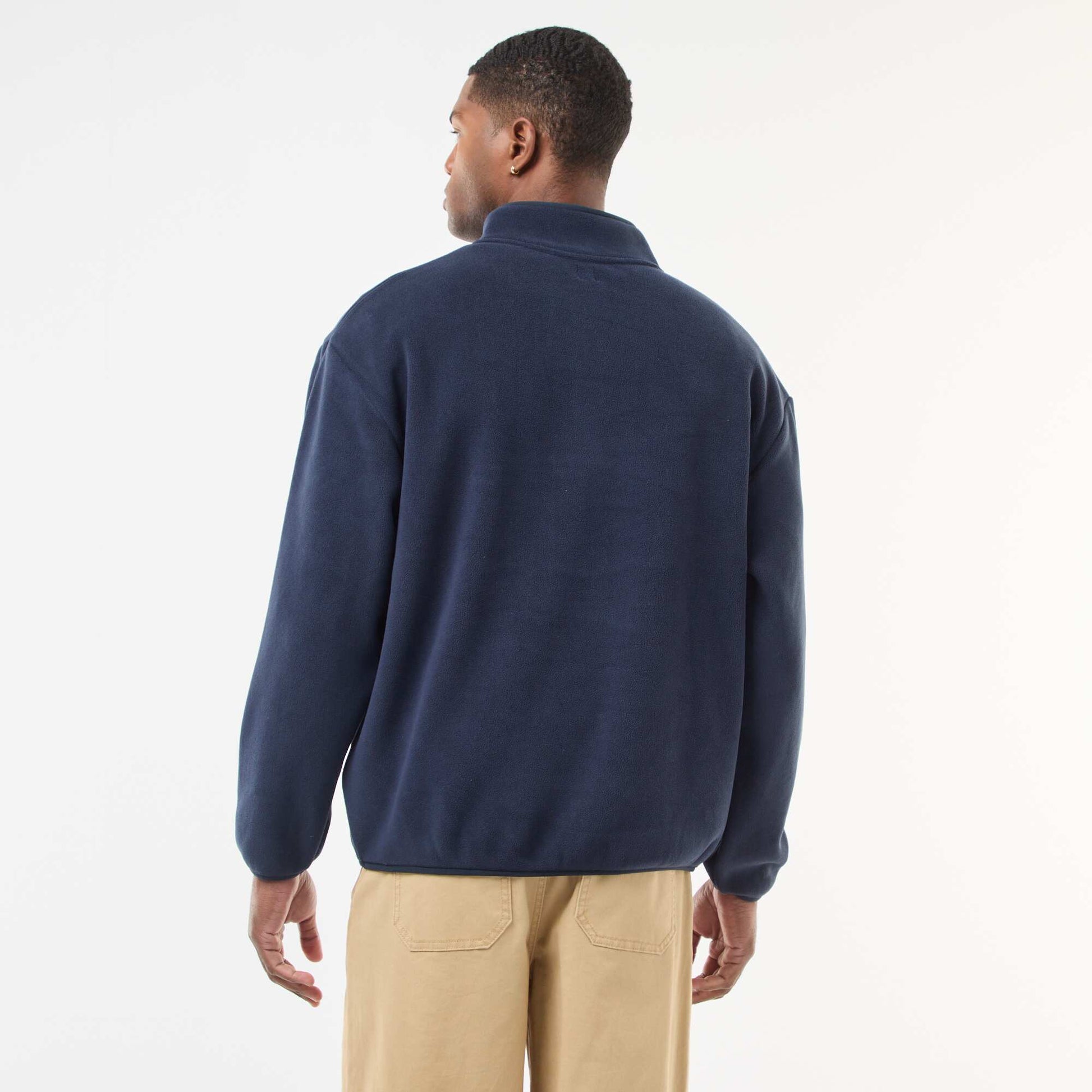 Sweater polar con cuello camionero con botones a presión AZUL