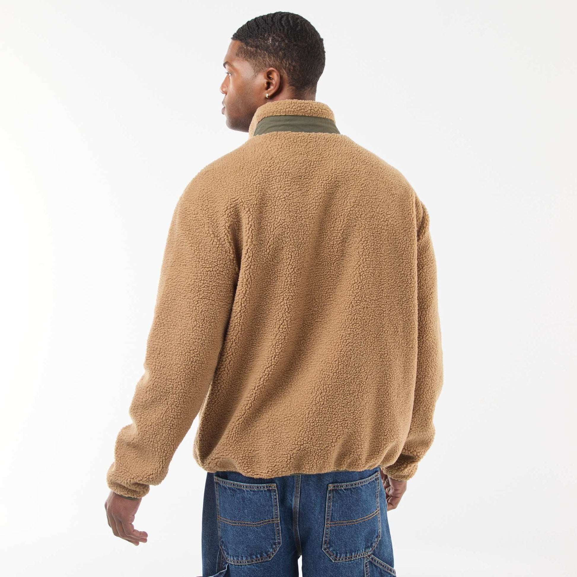 Buzo con cremallera efecto borreguito BEIGE