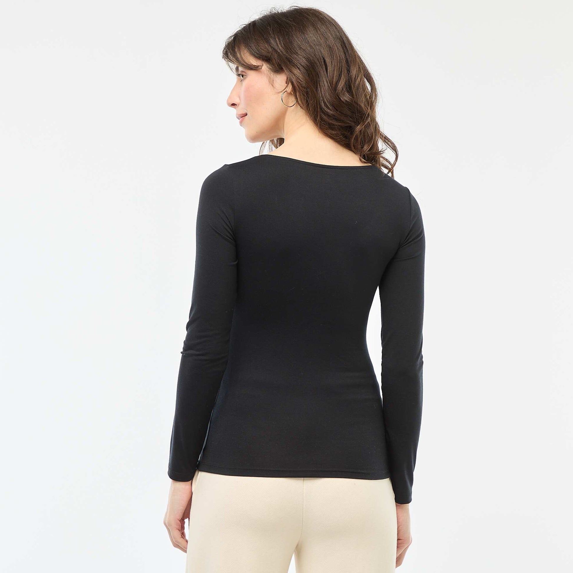 Camiseta térmica de manga larga efecto segunda piel NEGRO