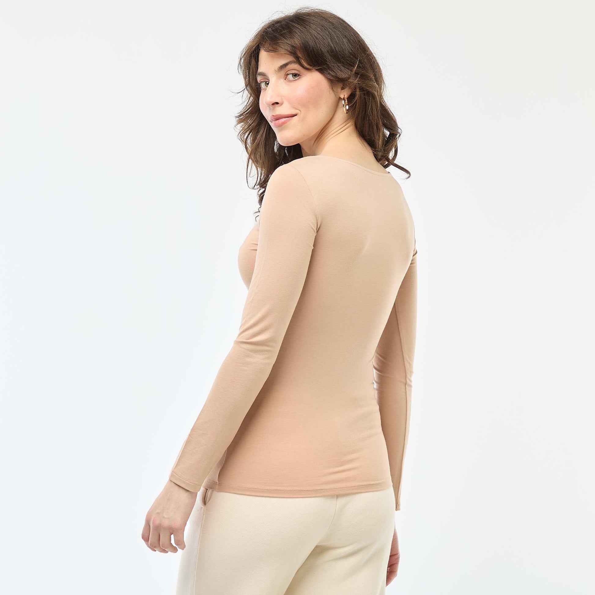 Camiseta térmica de manga larga efecto segunda piel BEIGE
