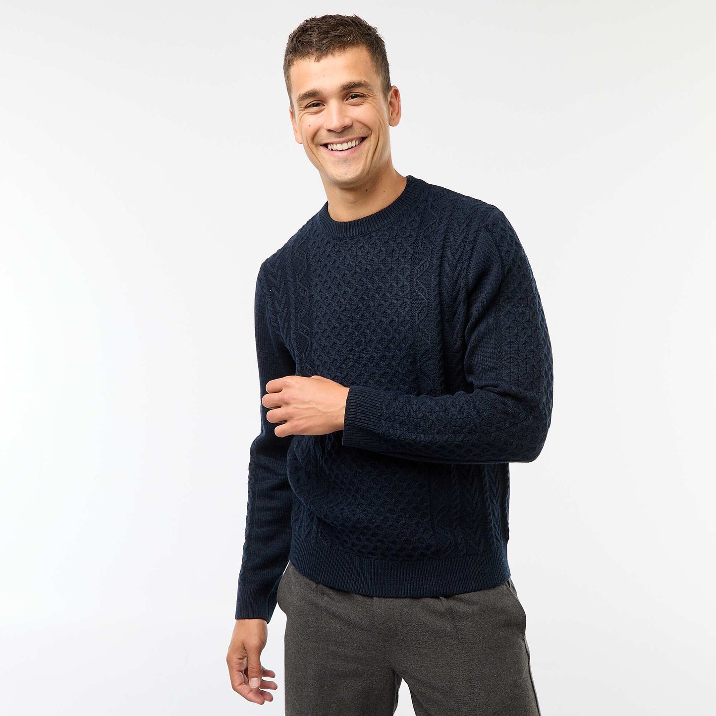 Sweater grueso de ochos liso AZUL