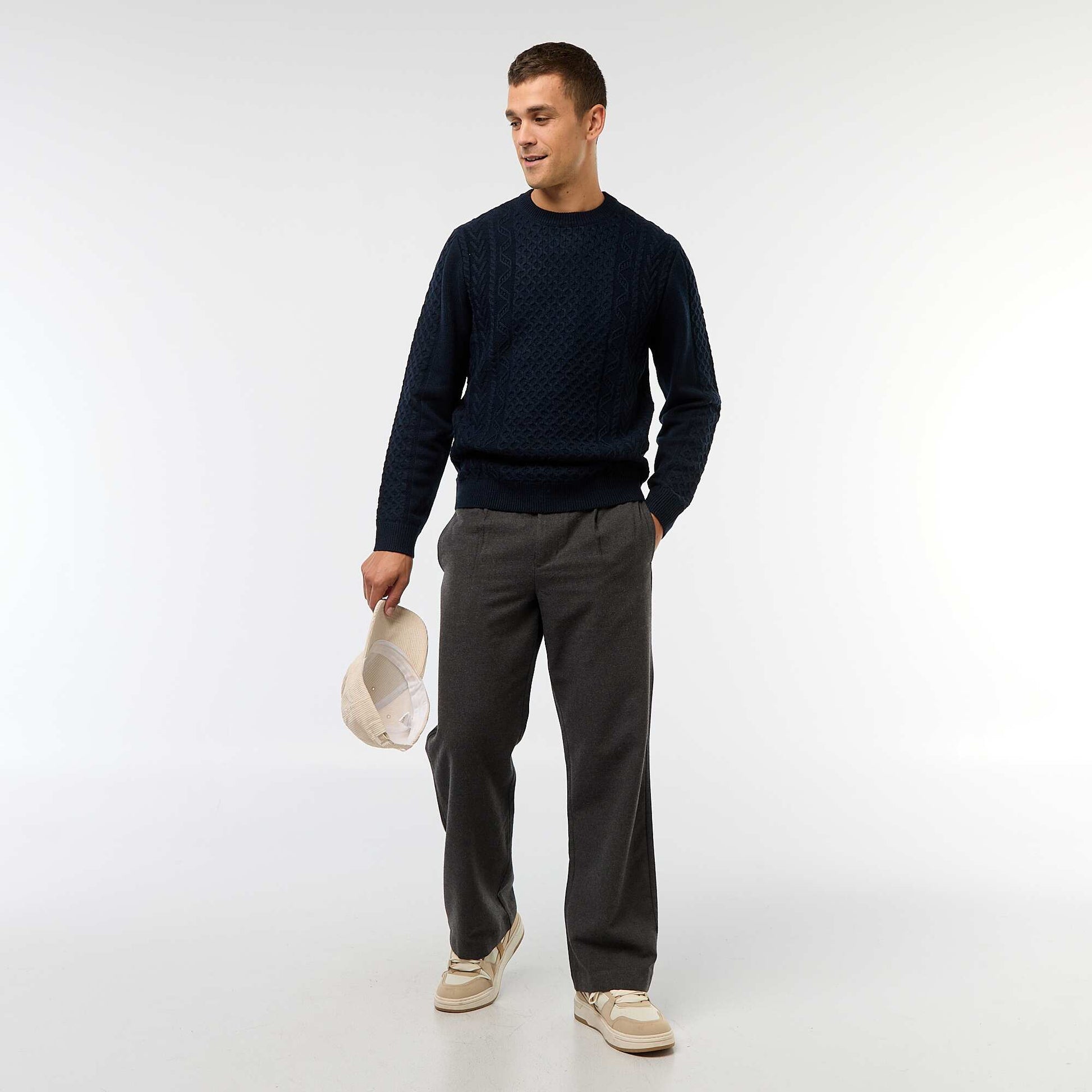 Sweater grueso de ochos liso AZUL