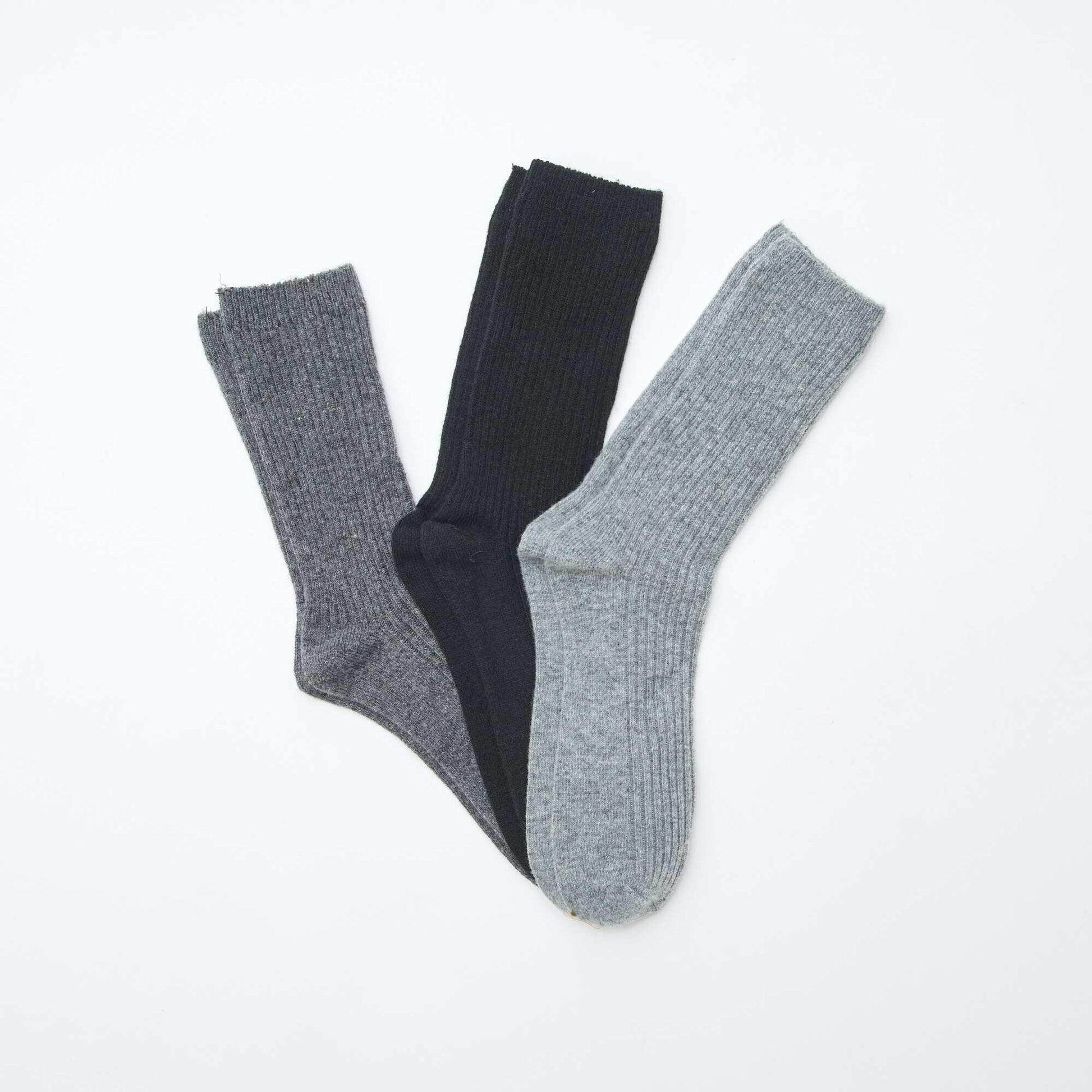 Pack de 3 pares de medias de lana cálida NEGRO