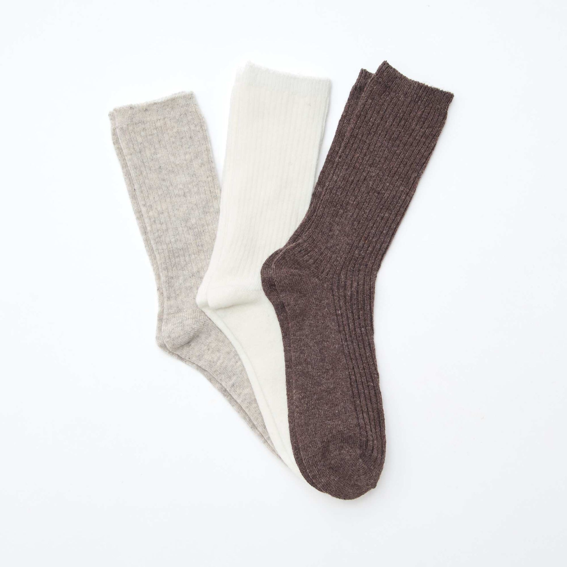 Medias de canalé de caña alta BEIGE