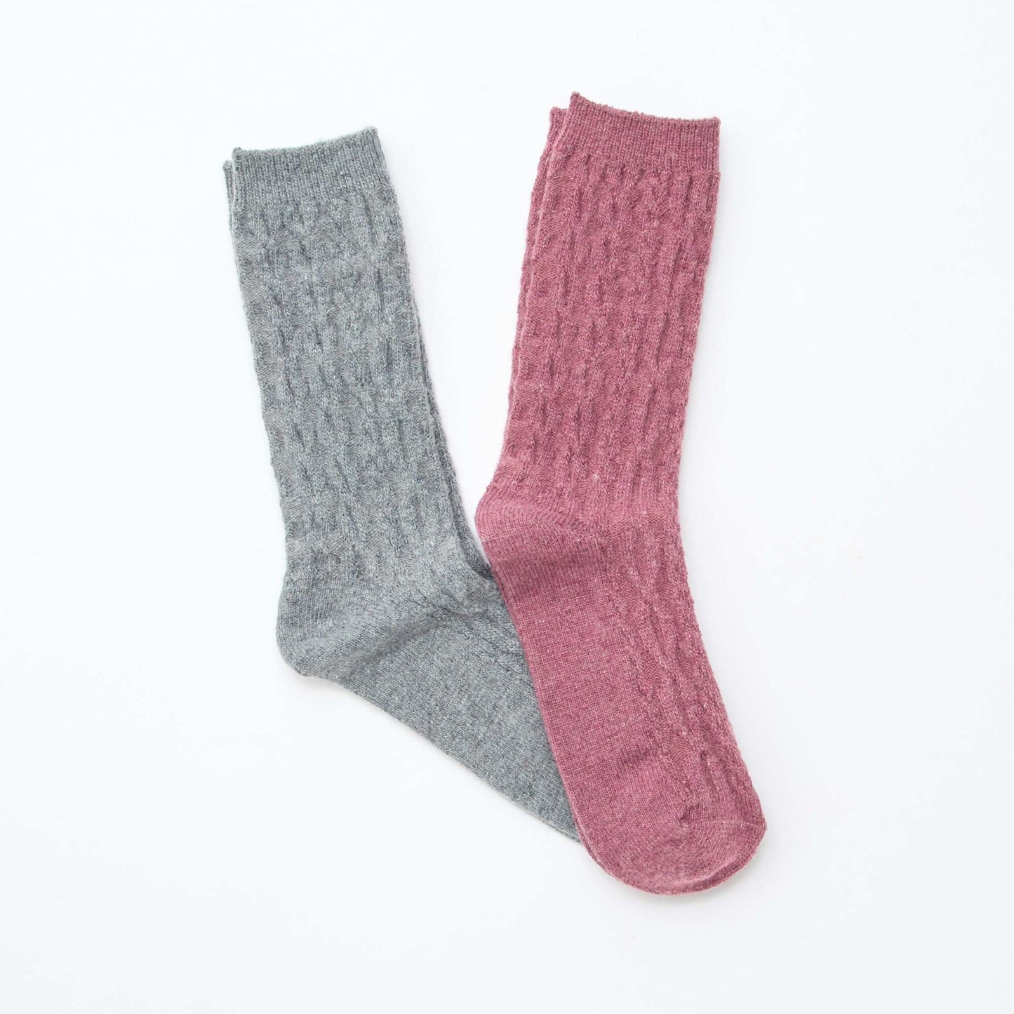 Pack de 2 pares de medias de lana trenzada GRIS