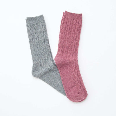 Pack de 2 pares de medias de lana trenzada GRIS