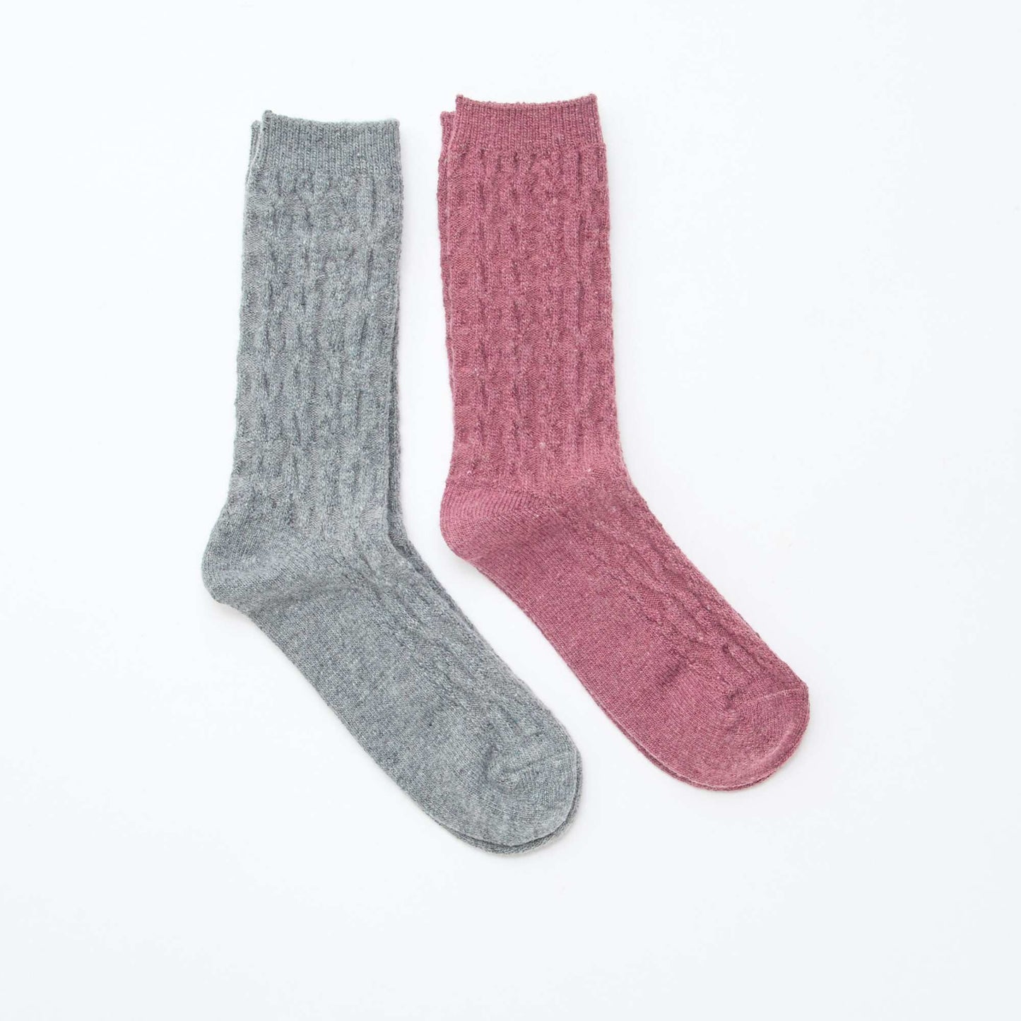 Pack de 2 pares de medias de lana trenzada GRIS
