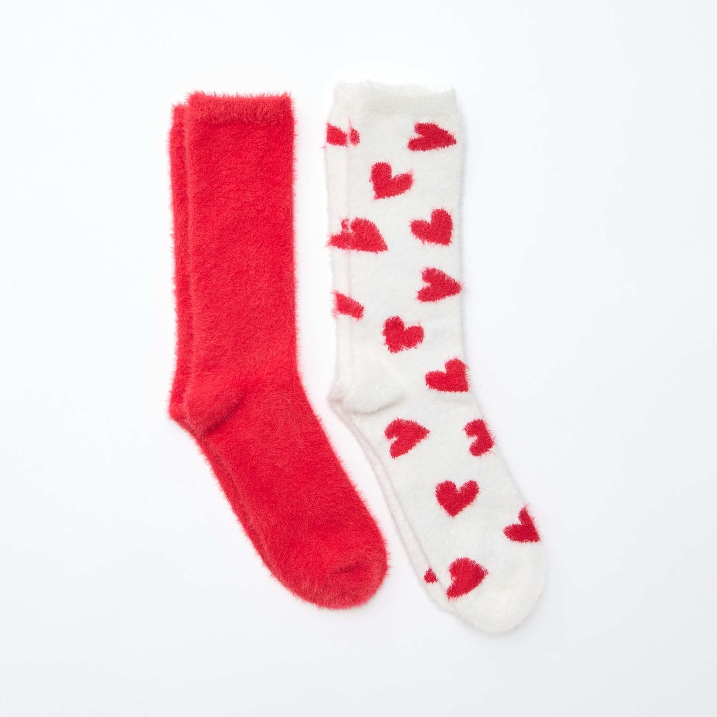 Pack de 2 pares de medias tobilleros estampados con corazones ROJO